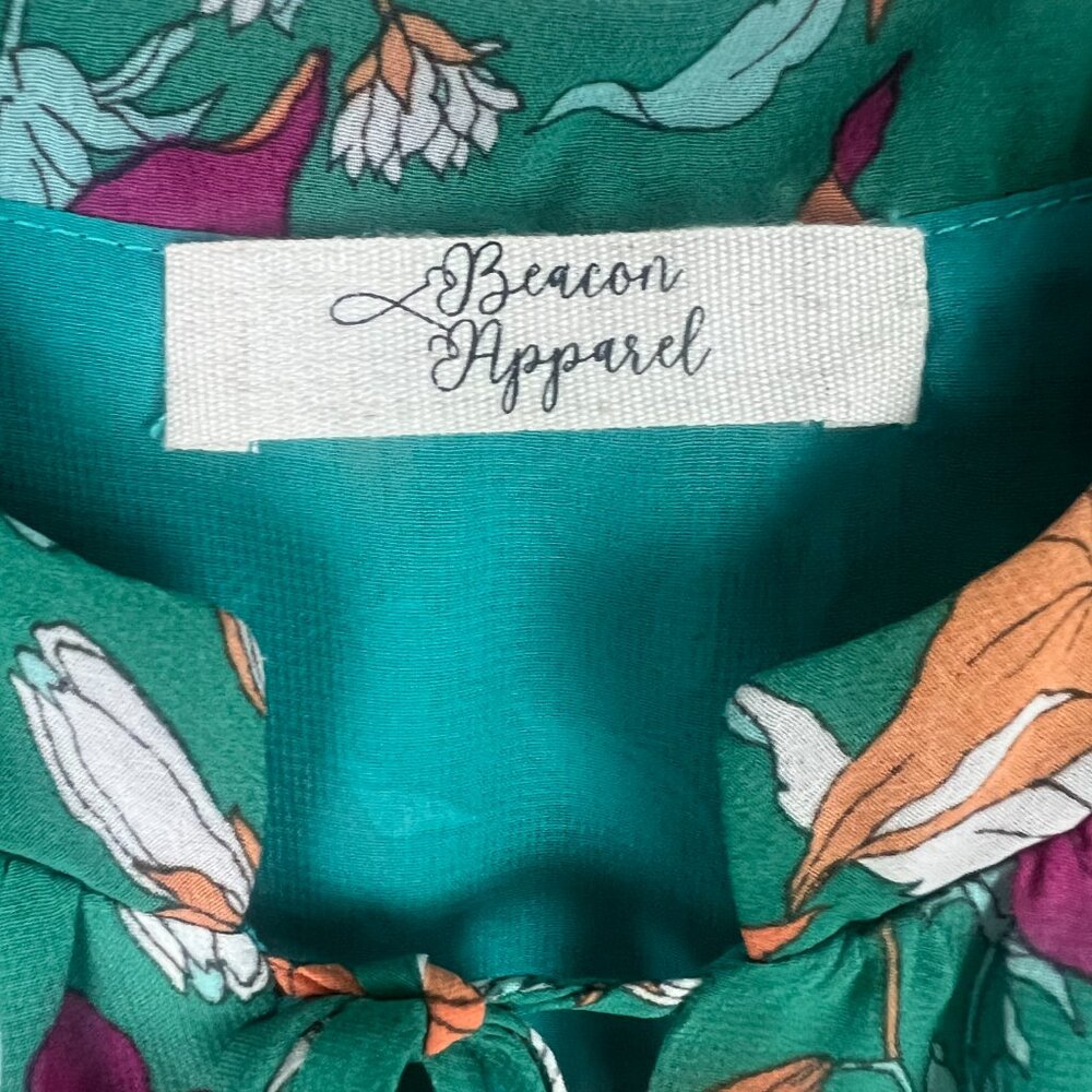 NWOT Stitch Fix Beacon Apparel Floral Ruffle Sleeve Top Size Small S NEW - Picture 4 of 10